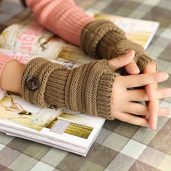 Ladies Fingerless Gloves Open fingers Knit Gloves - Picture 5 of 6